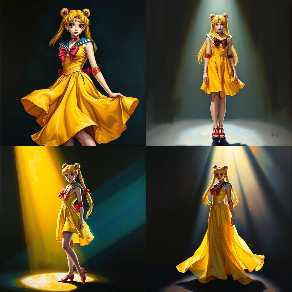 Sailor Moon in Yellow Dress, Baroque Chiaroscuro