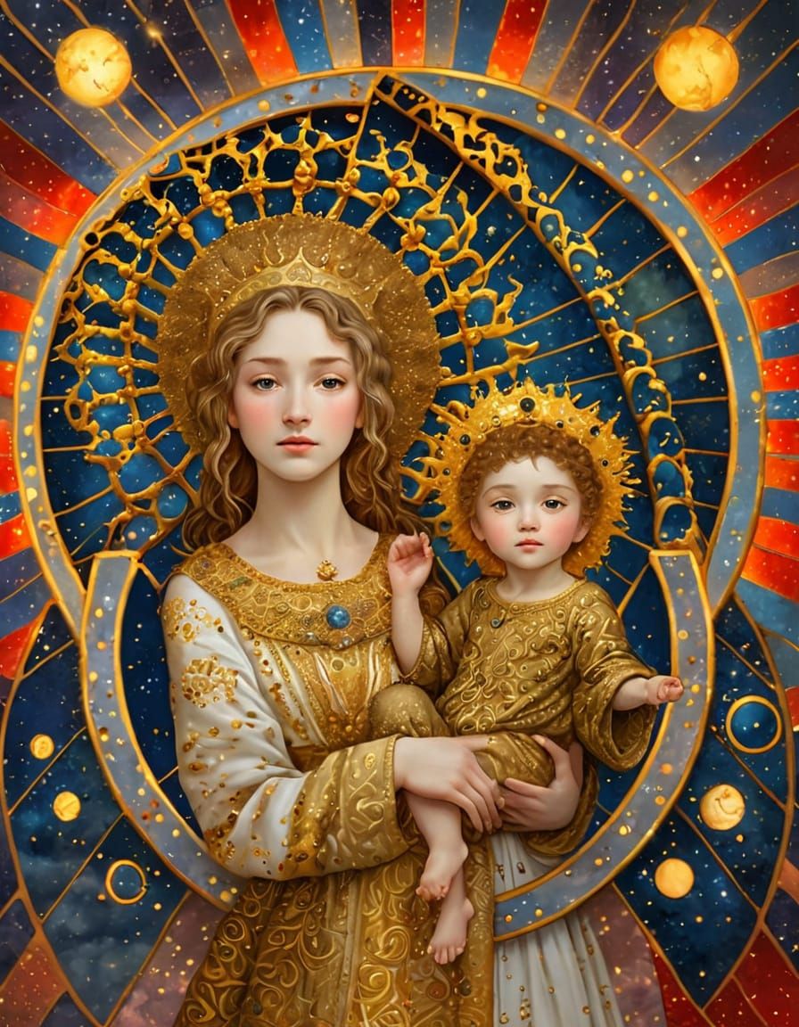 Regal Jewish Mother and Child in a Golden Atmosphere