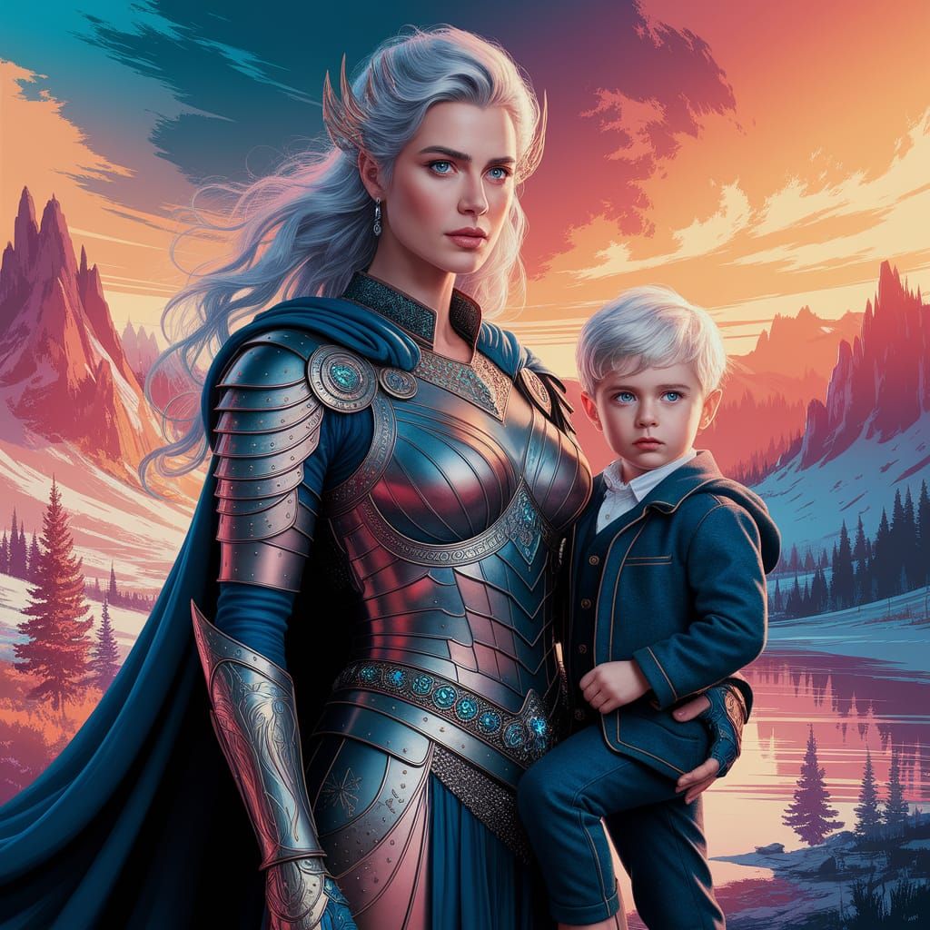 Valkyrie and Son in Ethereal Golden Light