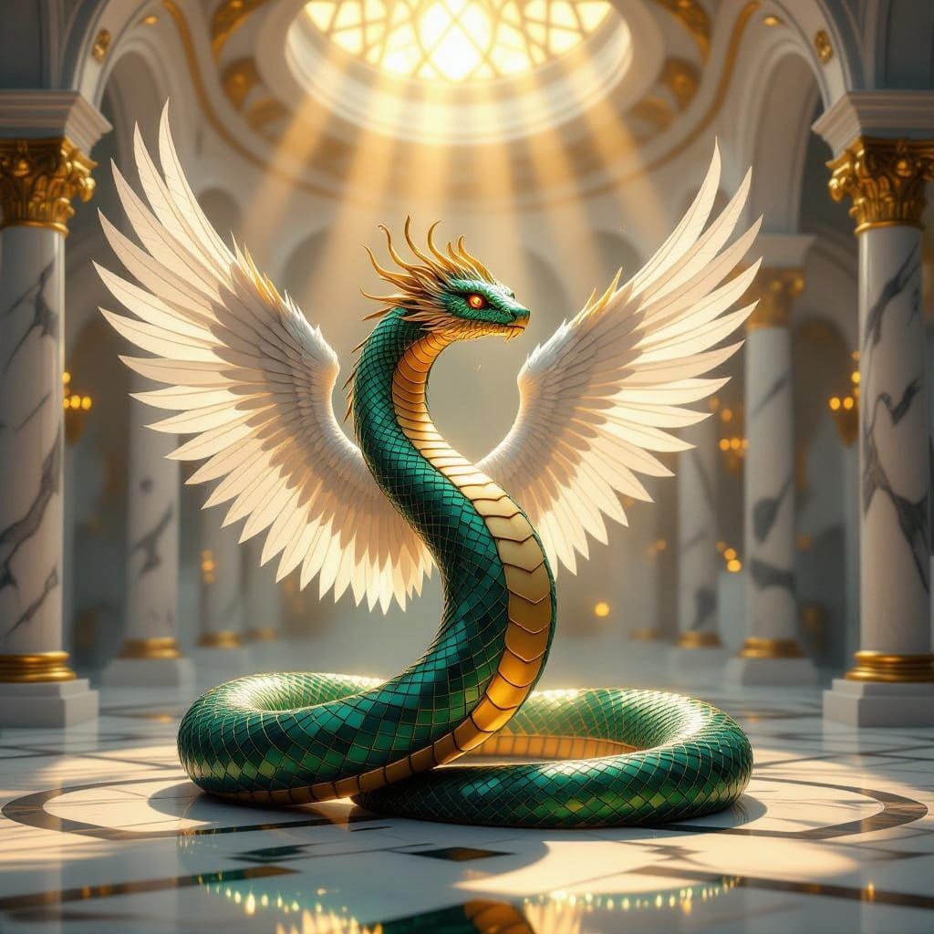 Majestic Jeweled Serpent in Golden Light