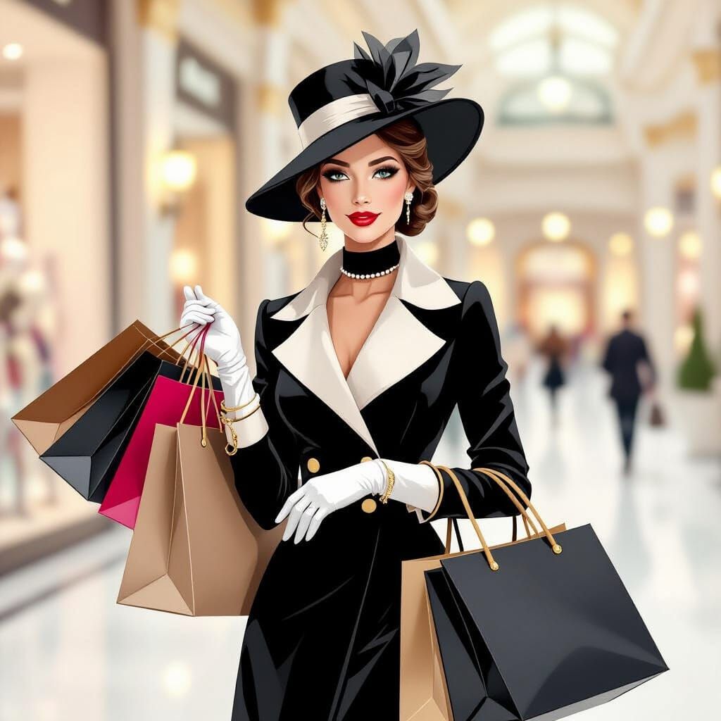 Elegant Aristocratic Lady Shopping