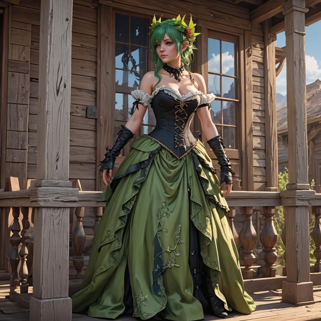 Goblin Girl in Corset Gown: 3D Anime Art