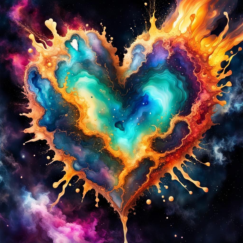 Dazzling Heart Explosion in Deep Space: Splash Art