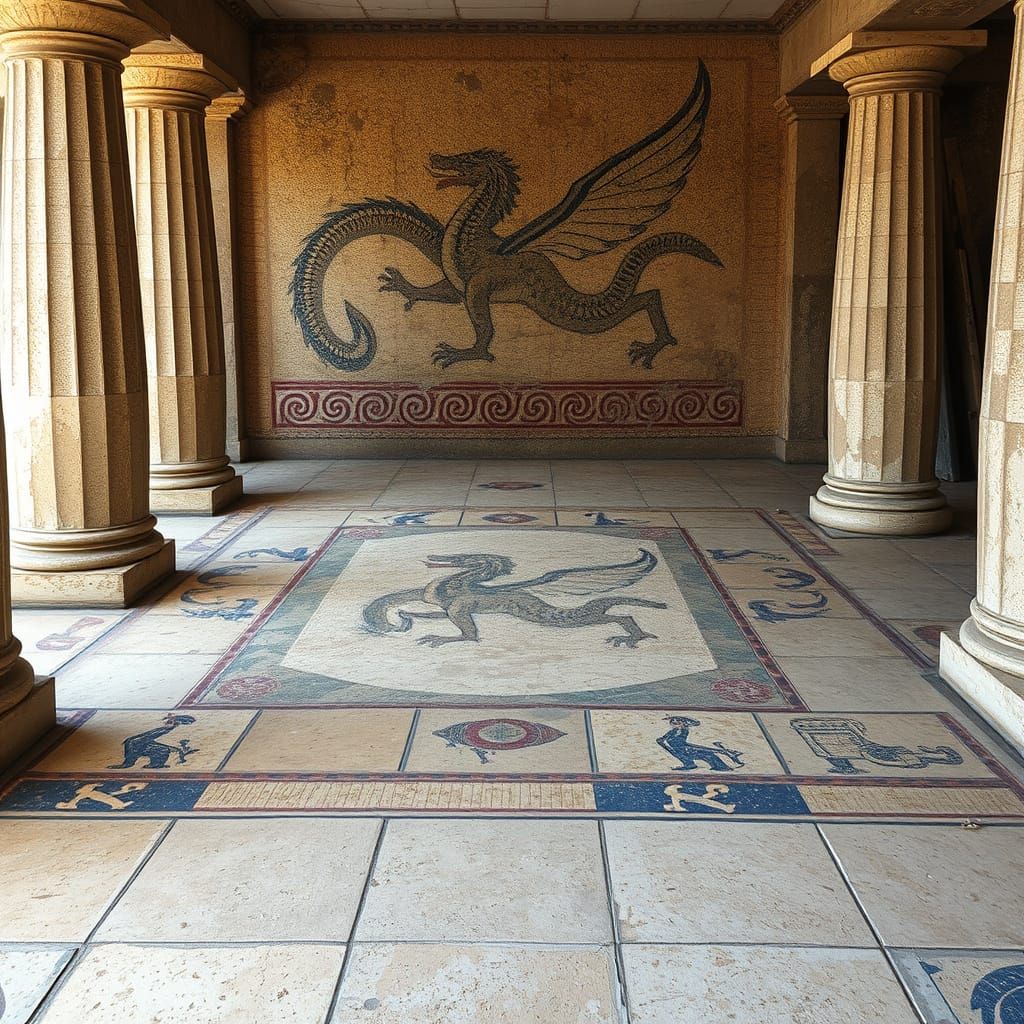 Mosaic in an ancient greek temple