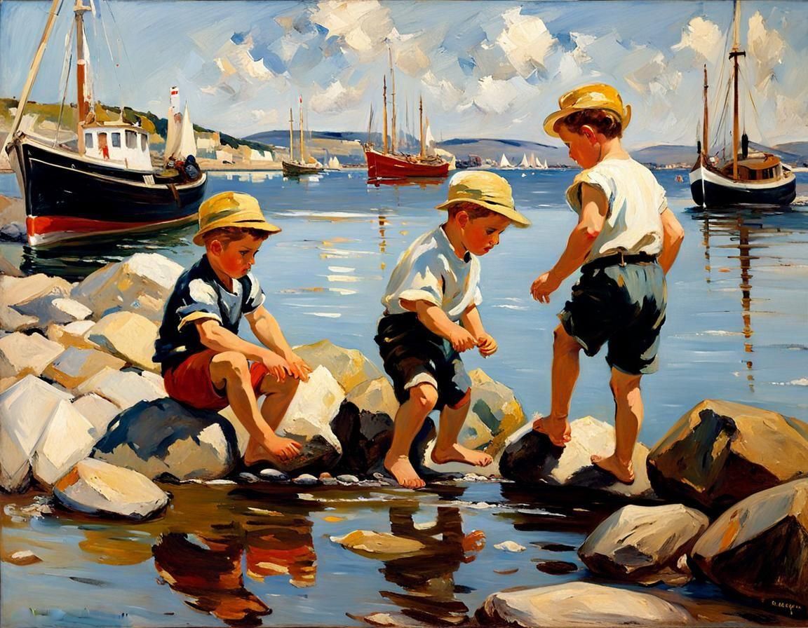 Impasto Seascape with Blended Background