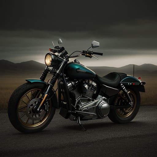 Rugged, Worn Harley Davidson Motorcycle in Epic, Cinematic F...