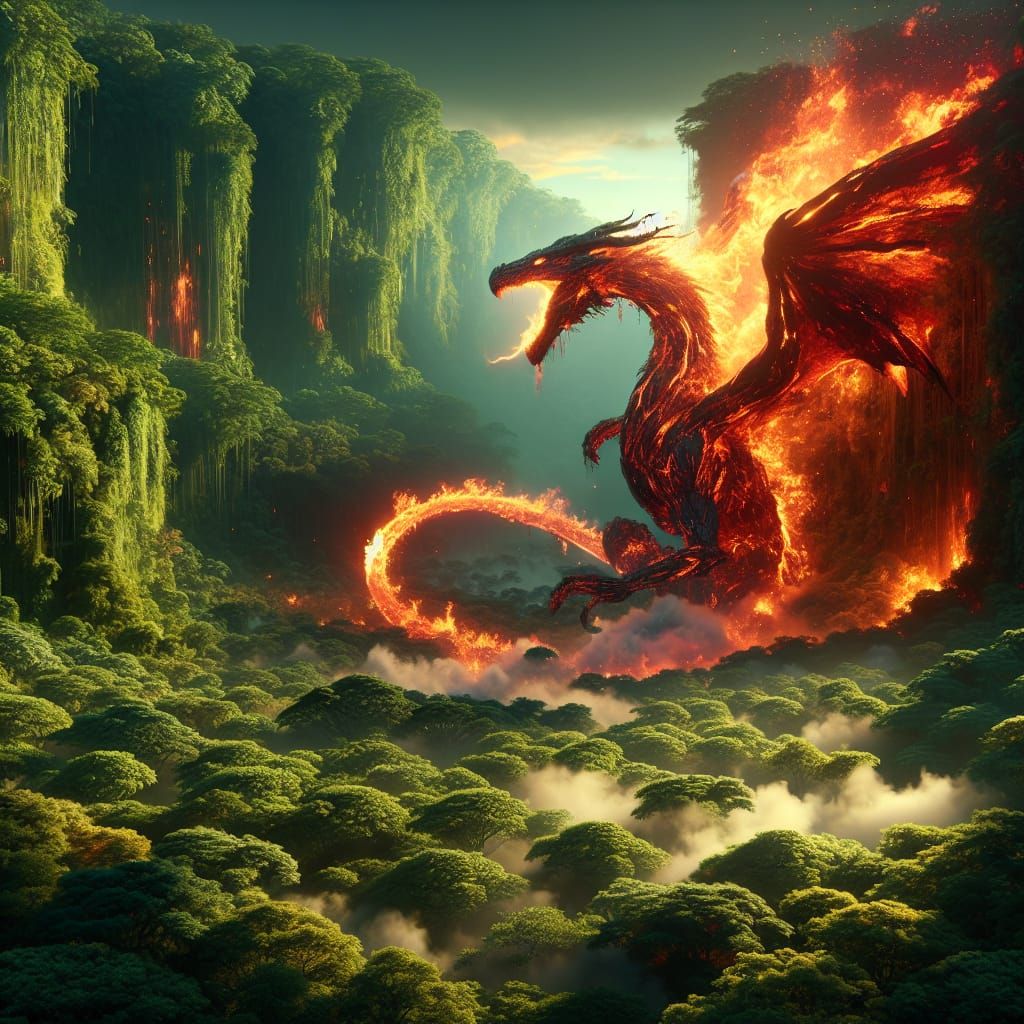 Lava Dragon Ascends from Amazon Rainforest