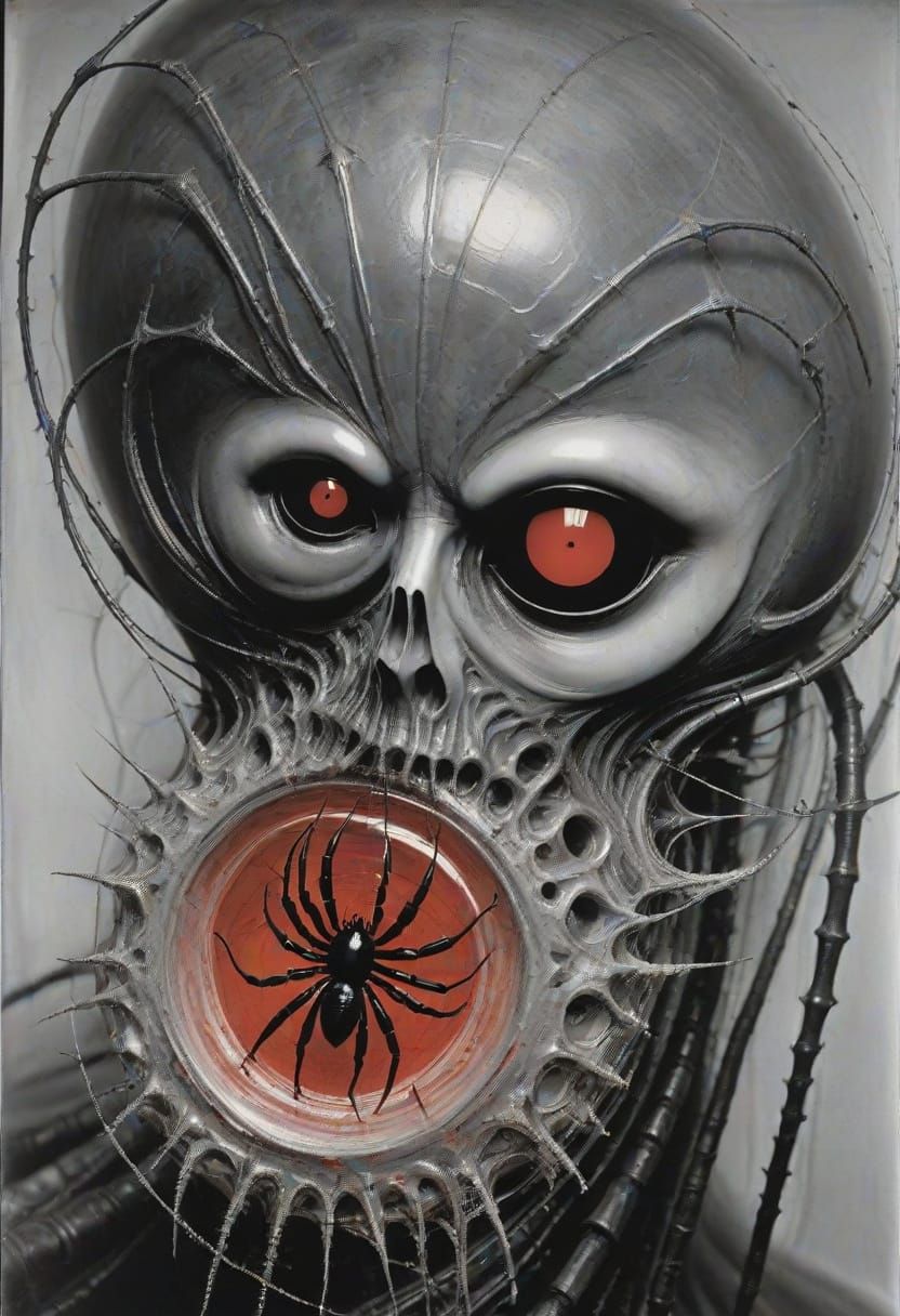 Macabre Sequined Mask in Giger Style