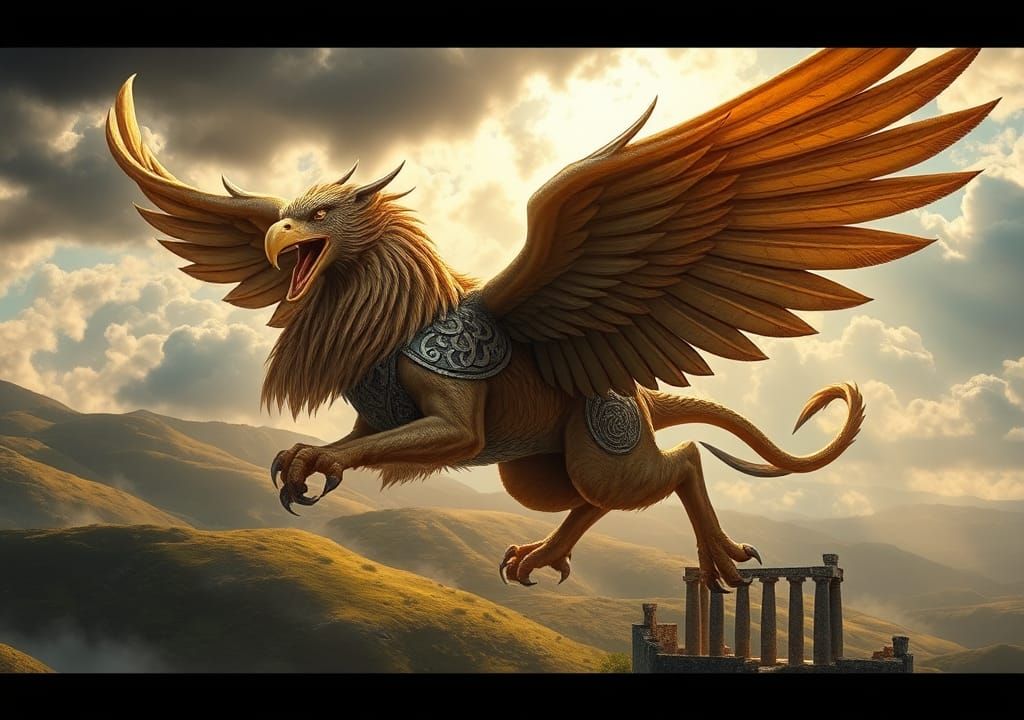 A Celtic griffin, a majestic creature combining the body of ...