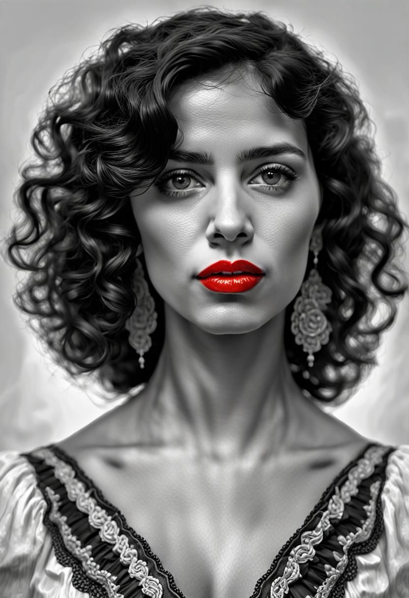 Stunning Selective Color Portrait of Hispanic Woman