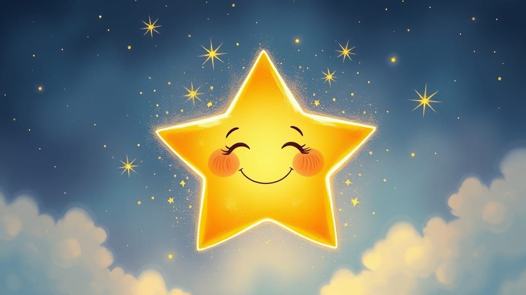 Whimsical Star Portrait in Soft Focus with Gentle Brushstrok...