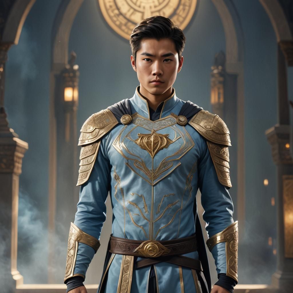 Asian Superhero Portrait in Hyperrealistic Style