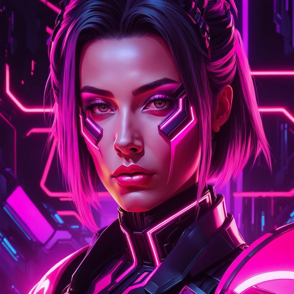Lisa in Cyberpunk Armor: Digital Concept Art Portrait