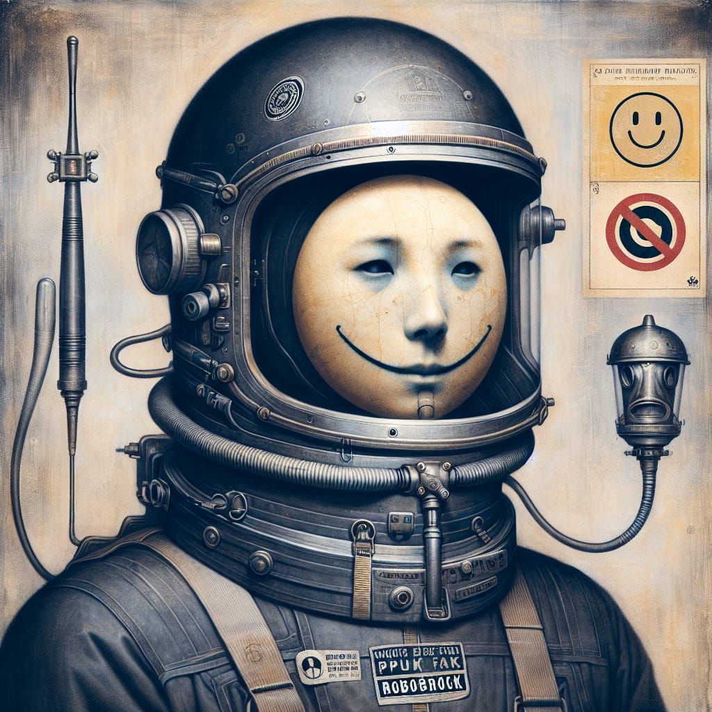 Unsettling Portrait with Creepy Smile in Digital Art Style