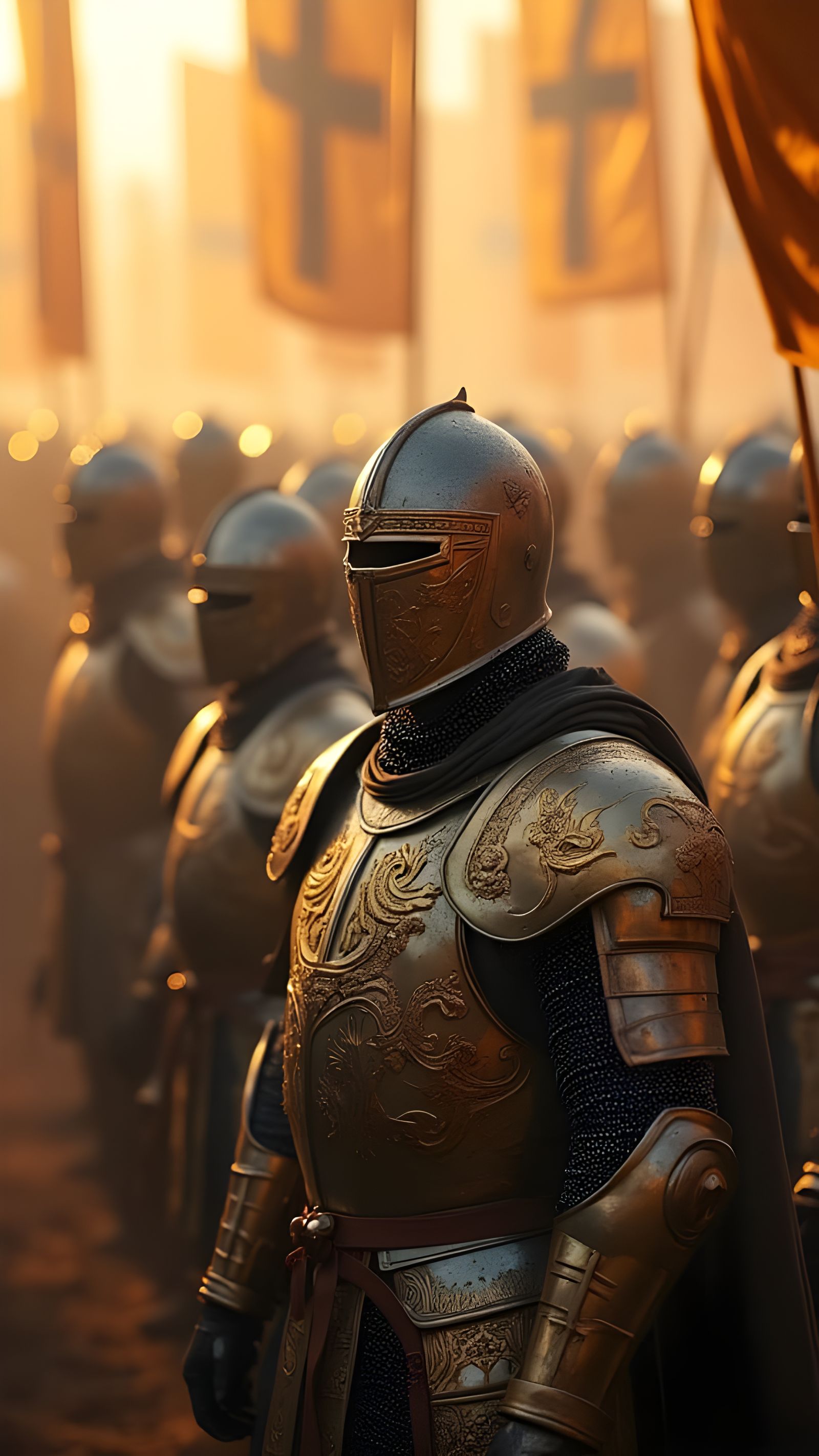 Endless Knights in Divine Formation Cinematic Masterpiece