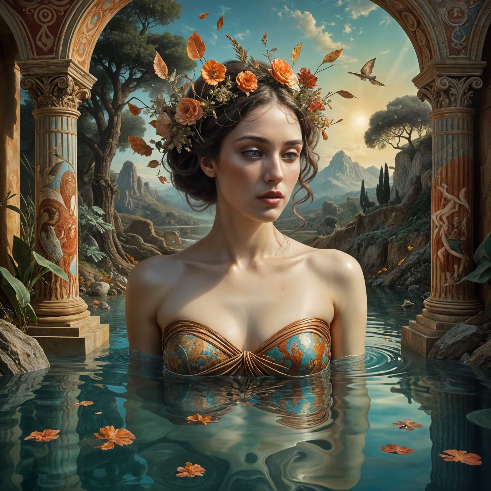 Oracle of Passion: Surrealist Allegory in Dreamlike Landscap...