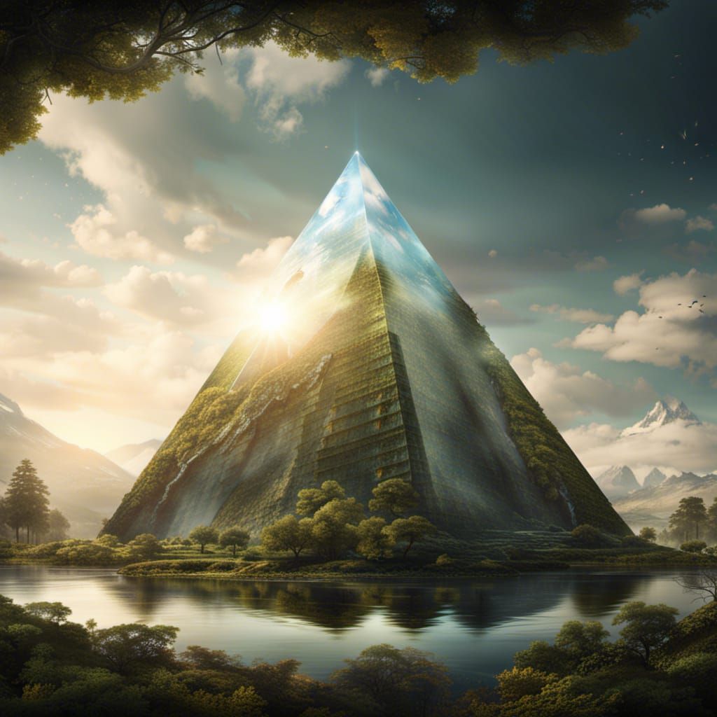 Glass Pyramid with Floating Earth: Digital Matte Painting