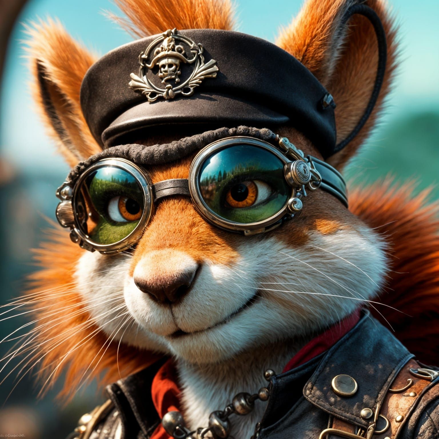 Anthropomorphic Squirrel Pirate Close-up in HDR
