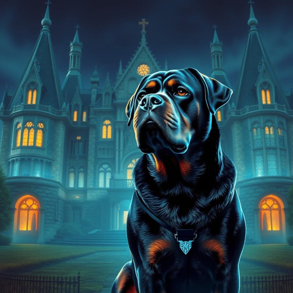 Majestic Rottweiler Guardian of Futuristic Manor