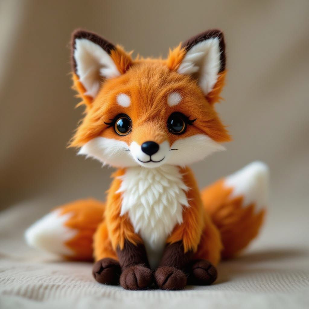 Whimsical Felt Fox Inspired by Children's Book Art