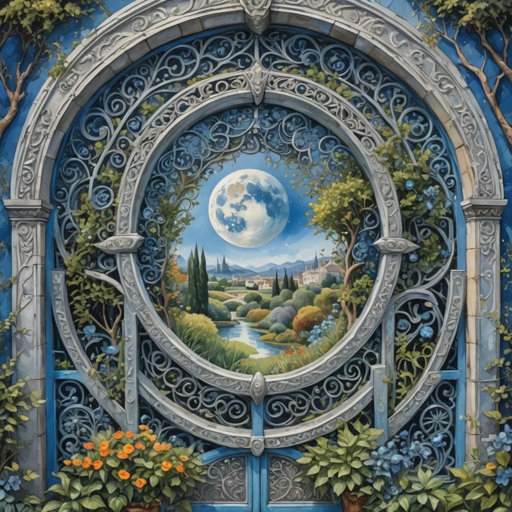 Blue and Silver Garden Window
