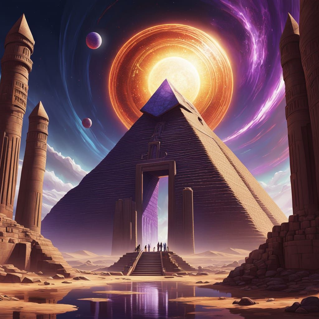 Neo-Egyptian Cosmic Renaissance Towers of Light