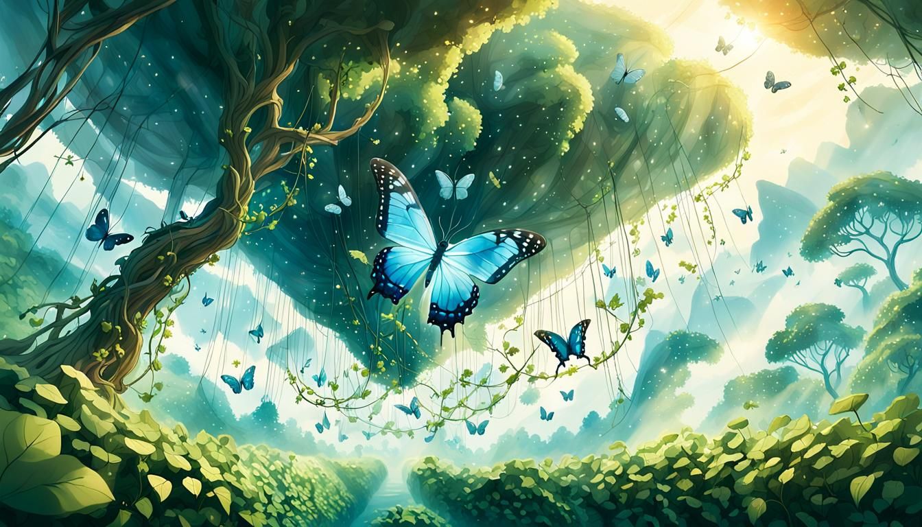 Floating Forest Islands with Cascading Vines