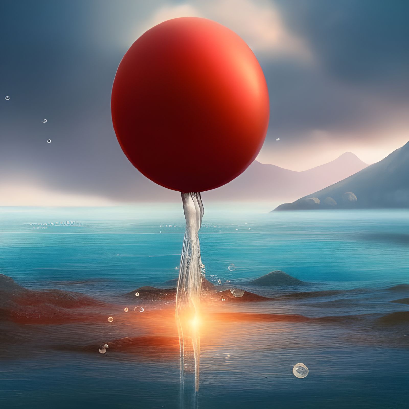 Water Balloon's Skyward Journey: A Detailed Digital Painting