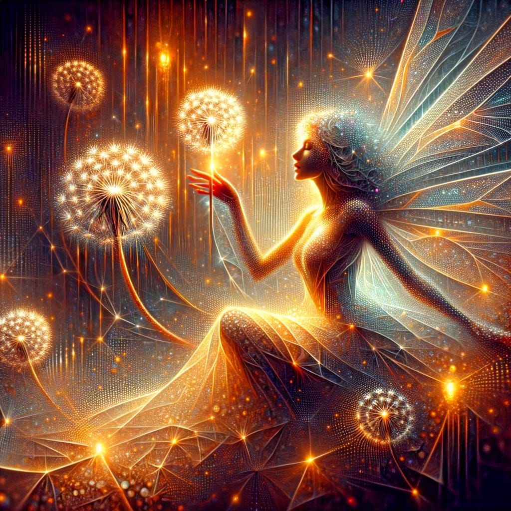 Ethereal Dandelion Woman in a Fairycore Dreamscape