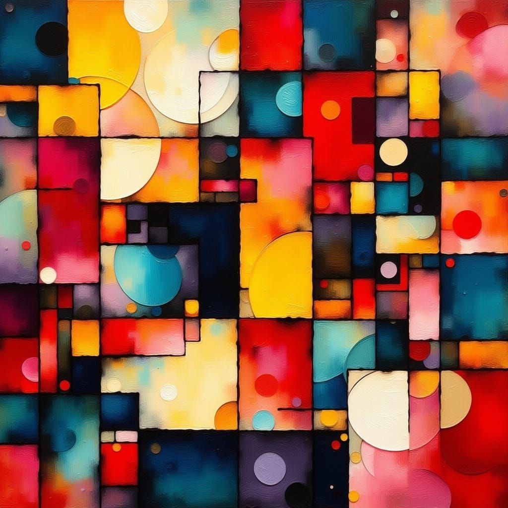 Vibrant Geometric Pattern in Bauhaus Style