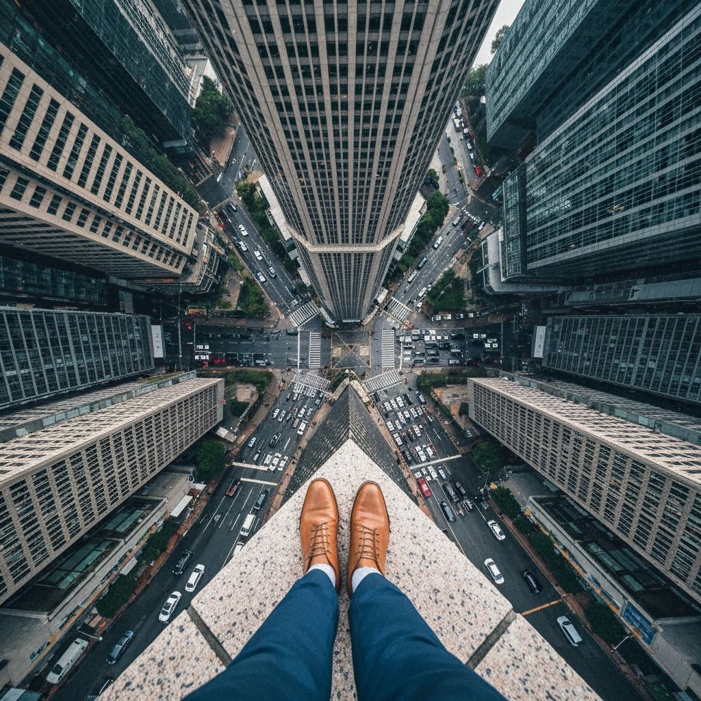 Vertigo View From Skyscraper Ledge