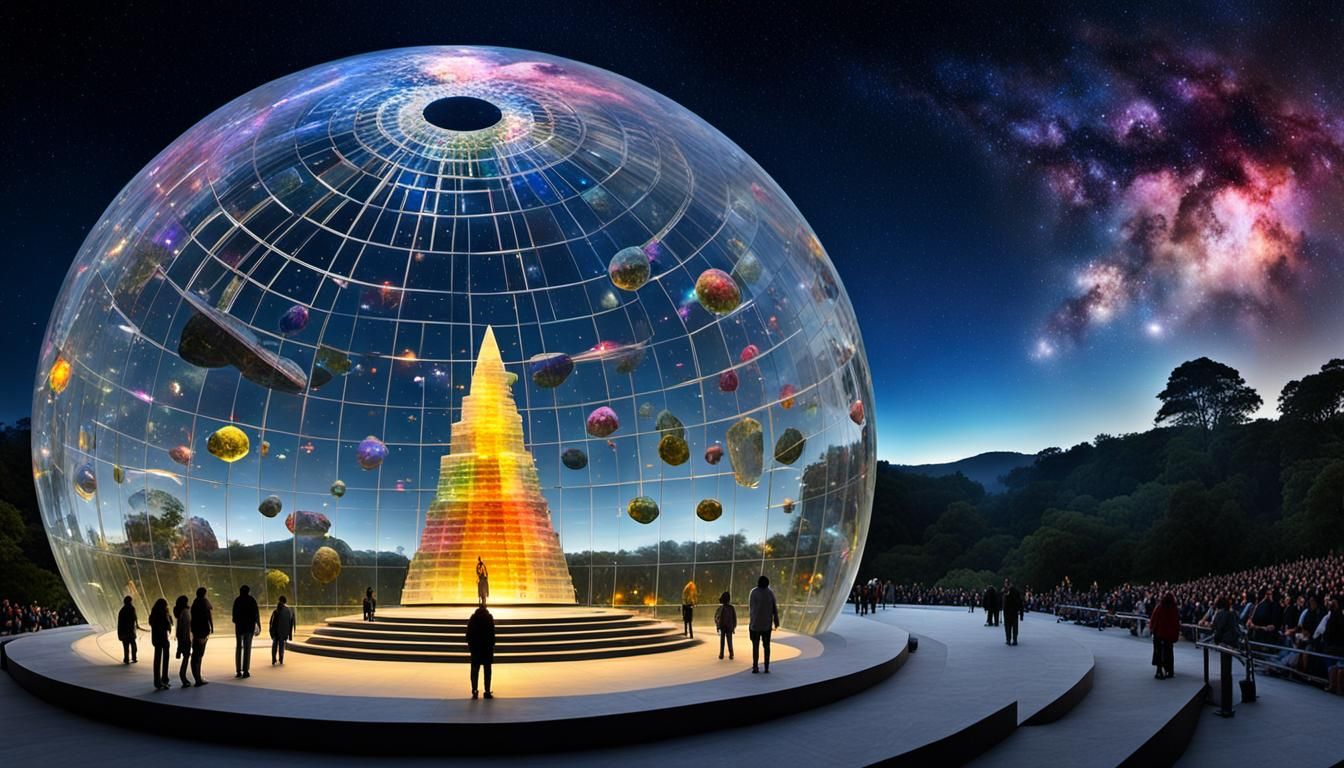 Spectacular Amphitheater Under Crystalline Dome, Digital Art