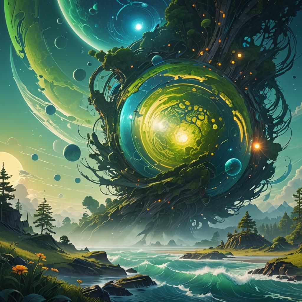 Fractal Planet Concept Art in Fantasy Style
