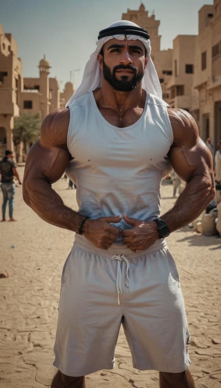 Arab Male Bodybuilder Flexing