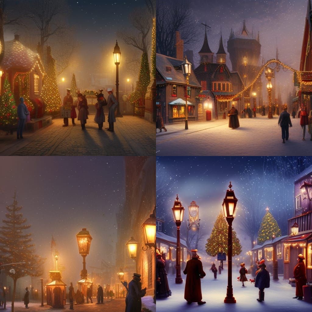 Victorian Christmas Village Matte Painting in Unreal Engine