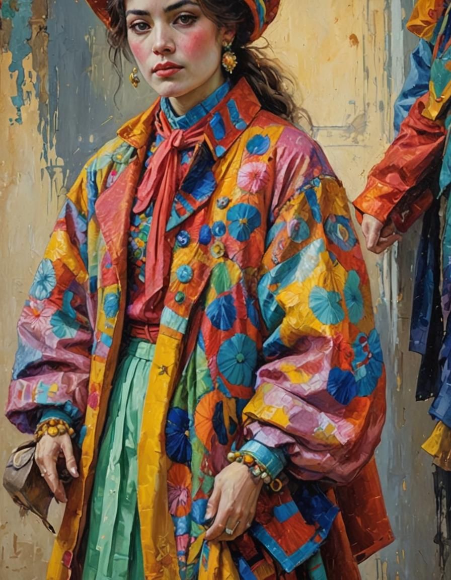 Colorful Lady in Artistic Oil Painting Style