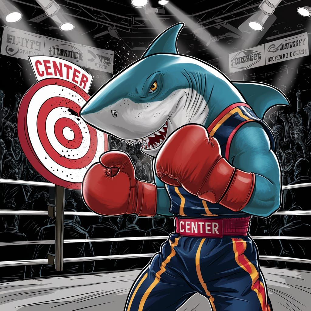 Boxing Shark Ready to Punch Center Target