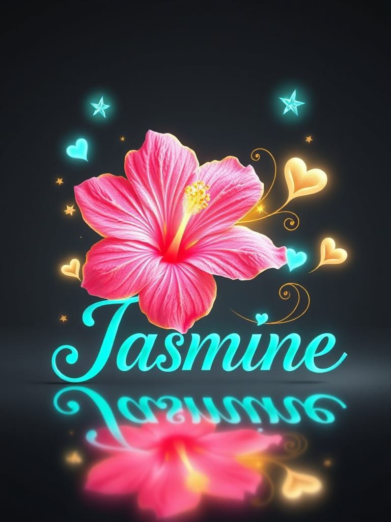 Surreal Pink Hibiscus Flower Illuminates Vibrant Tropical La...