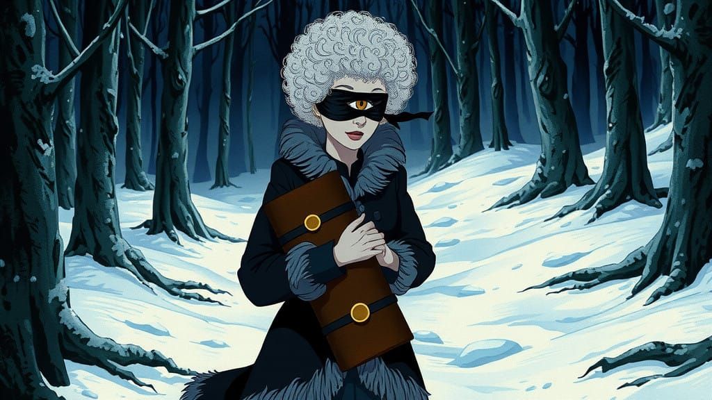 Moonlit Snow Witch on a Midnight Quest