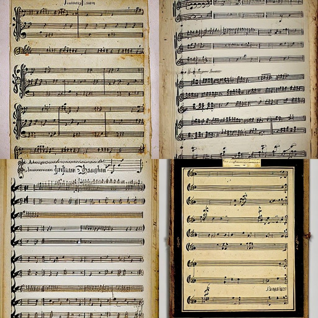Illuminated Sheet Music Manuscript in Classical Style