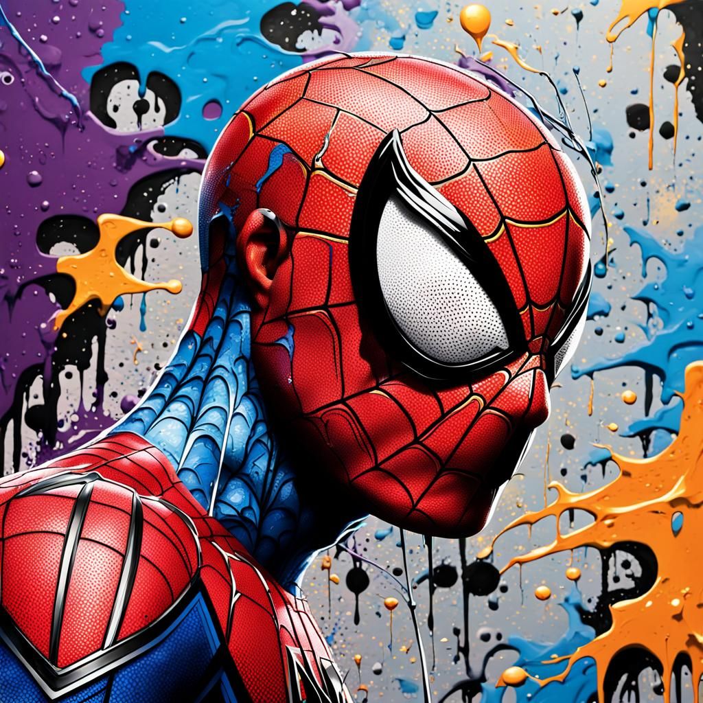 Spider-Man Profile in Colorful Graffiti Art Style