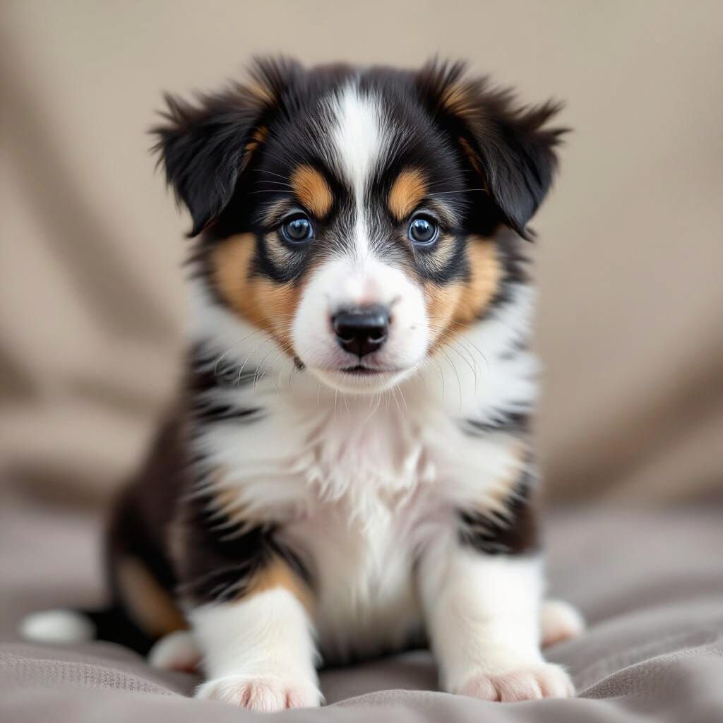 Adorable Small Collie Puppy Portrait