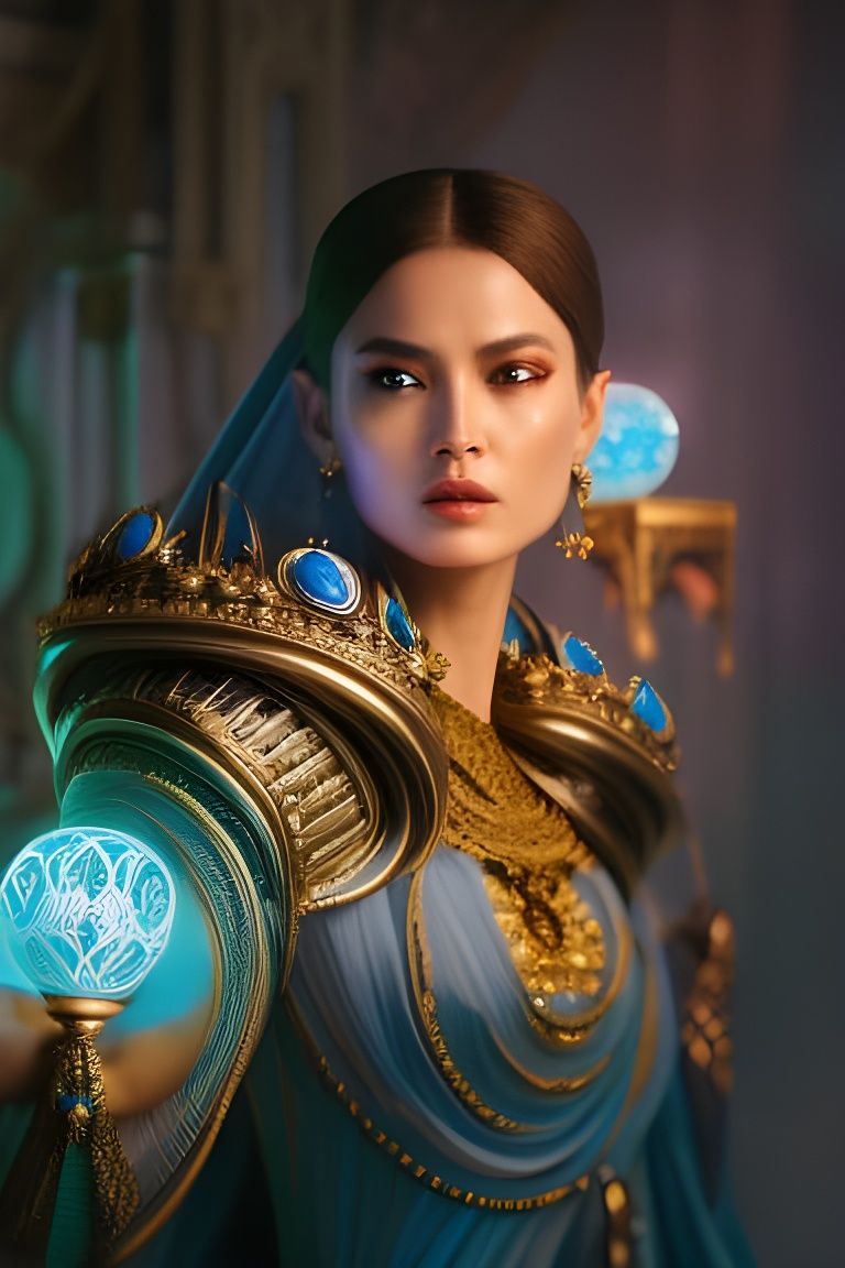 Magician Goddess with Glowing Orb in Fantasy Art