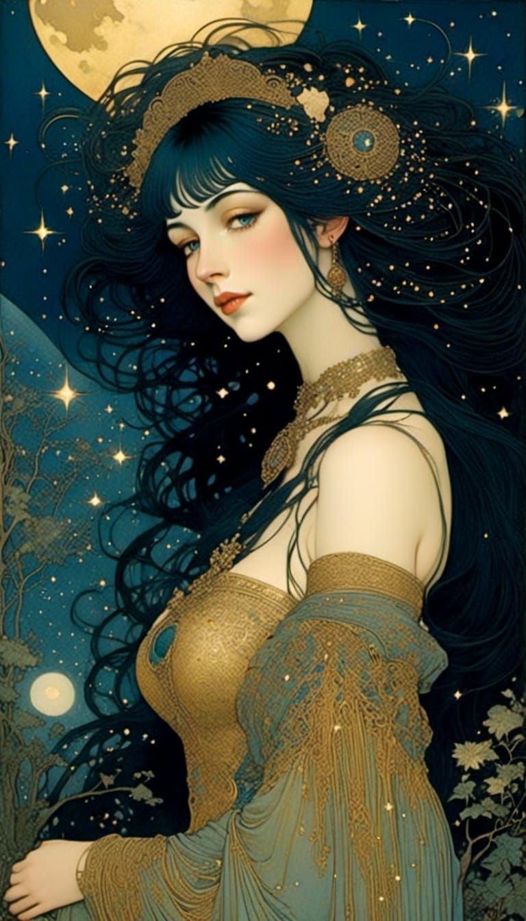 Nebula Dreamscape: Klimt-Inspired Gypsy Art