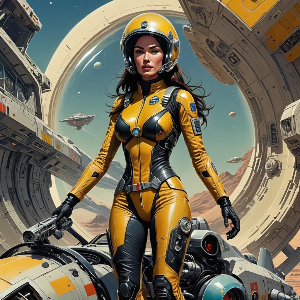 1950s Space Cadet Pin-Up on Martian Spaceship