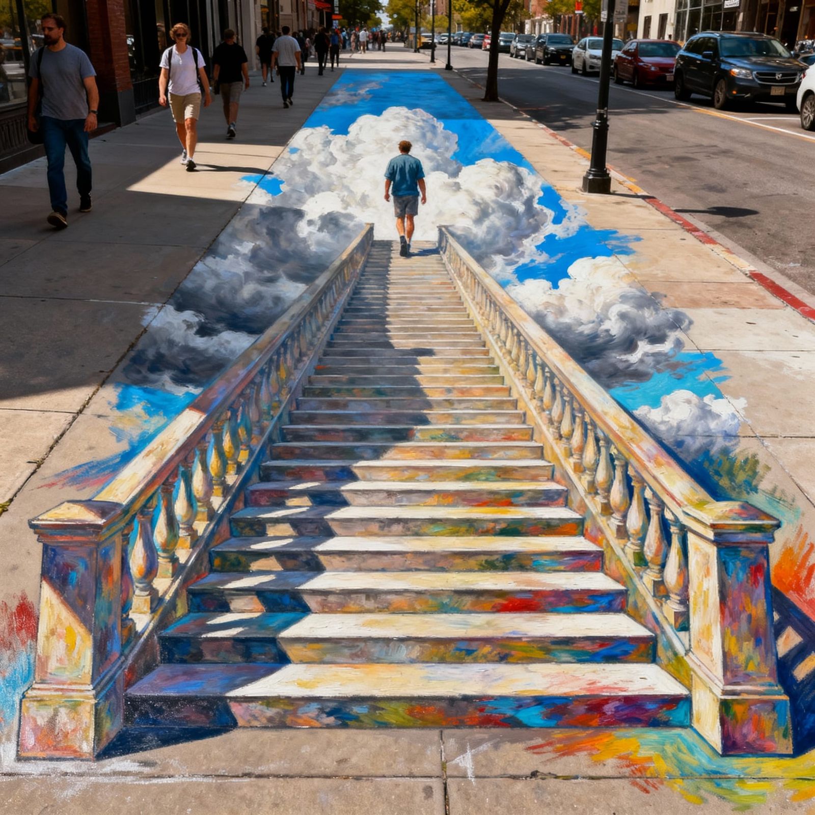 Hyperrealistic Street Mural Optical Illusion