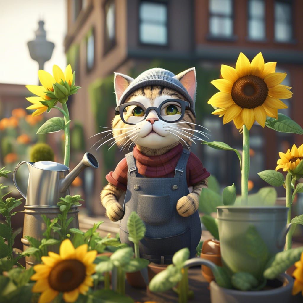 Urban gardening cat