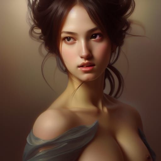 Anime Girl Portrait in Classical Oil Painting Style