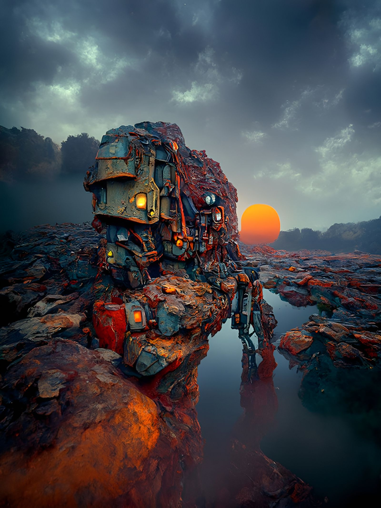 Cybernetic Soldier on Alien World: Digital Art