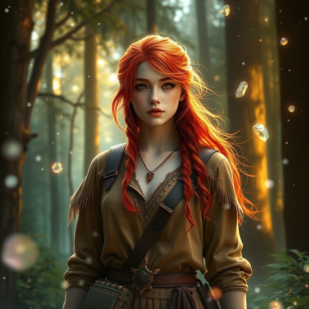 Mystical Forest Hunter in Digital Oil Realism